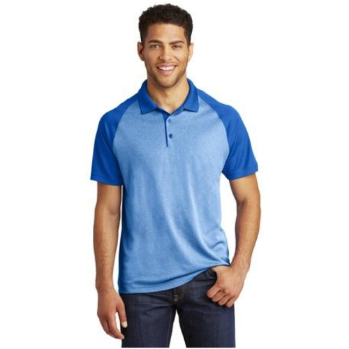 Sport-Tek PosiCharge RacerMesh Raglan Heather Block Polo. ST641